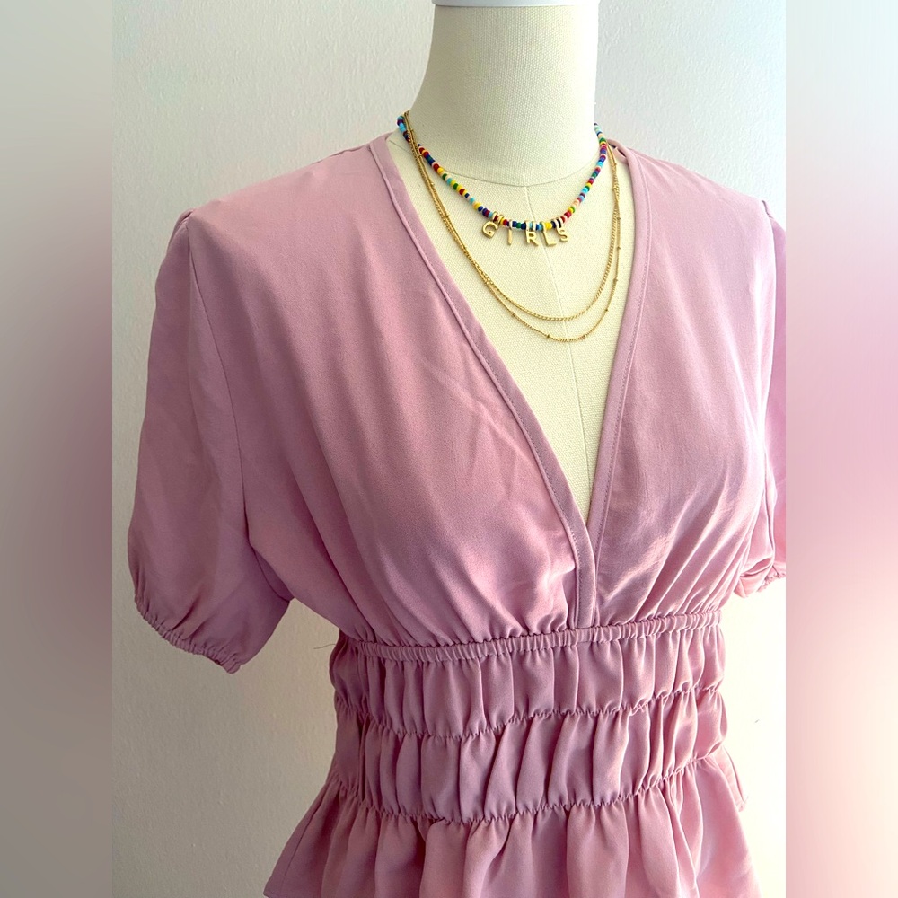PEPLUM LILAC BLOUSE + FREE M PANTS